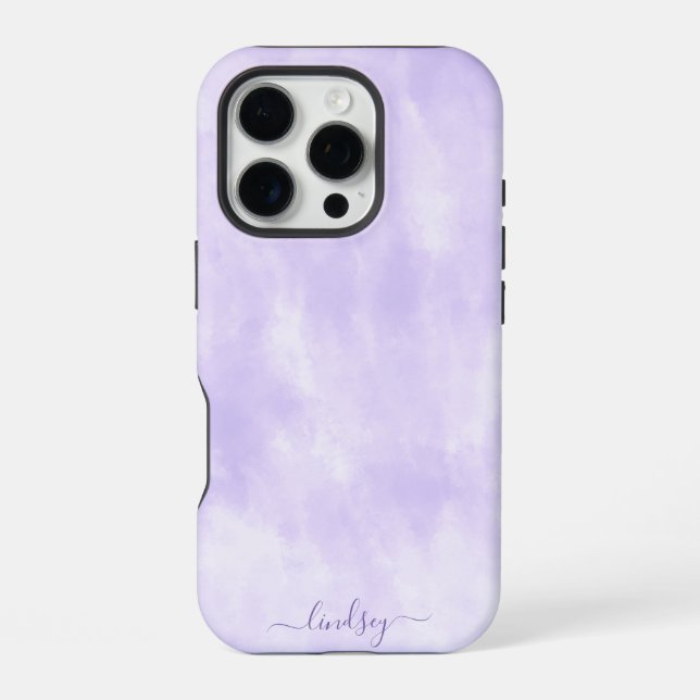 Purple Tie Dye Calligraphy Personalised Name iPhone Case (Back)