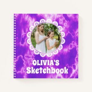 Purple Tie Dye Christmas Personalised Kids Photo Notebook