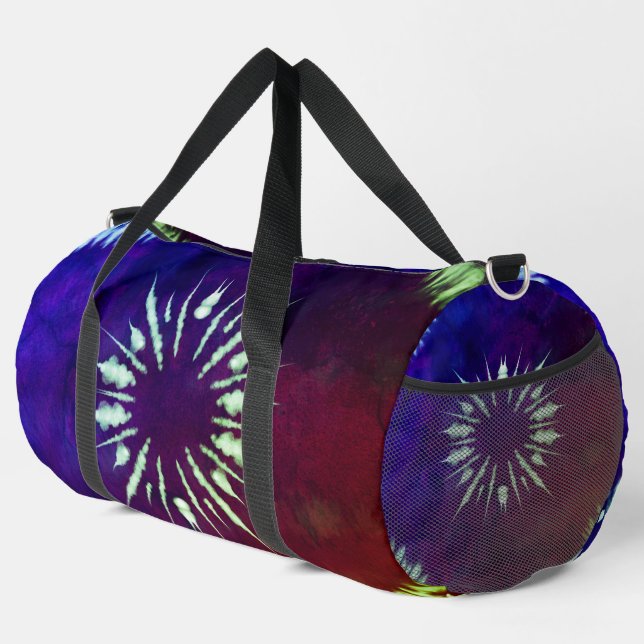 Purple Tie Dye Large Duffle Bag (Right Corner)