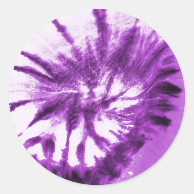 Purple Tie Dye Pattern Classic Round Sticker (Front)