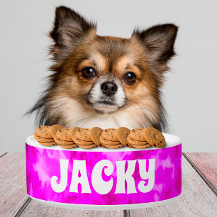 Purple Tie Dye Personalized Dog or Cat Name Bowl