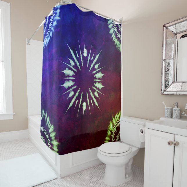 Purple Tie Dye Shower Curtain (In Situ)