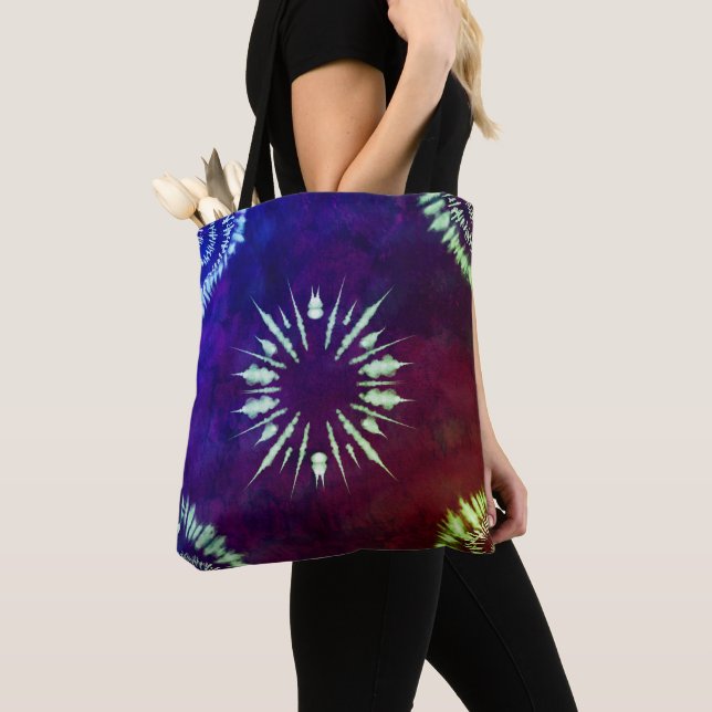 Purple Tie Dye Tote Bag (Close Up)