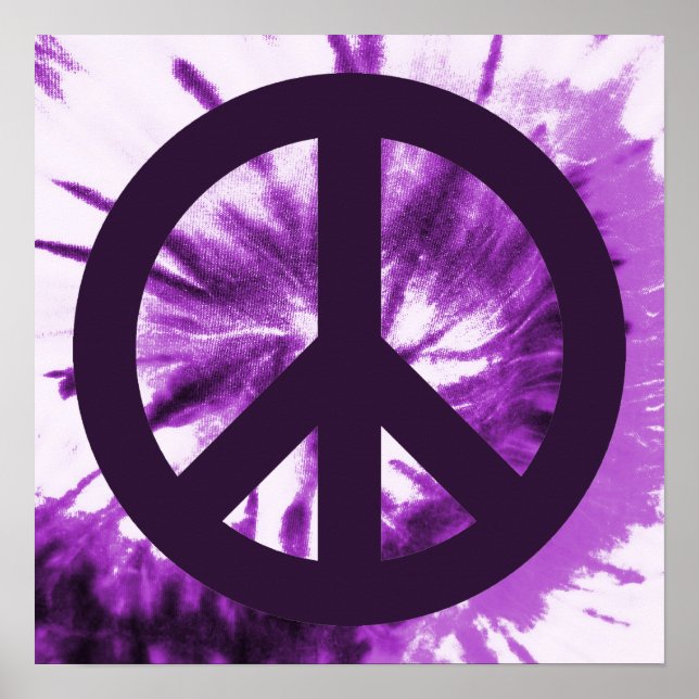 Purple Tie-Dye with Peace Symbol Poster (Front)