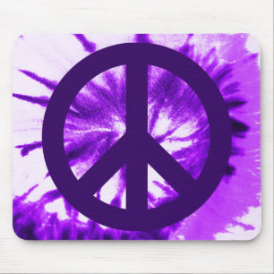 Purple Tie-dyed Peace Symbol Mouse Mat