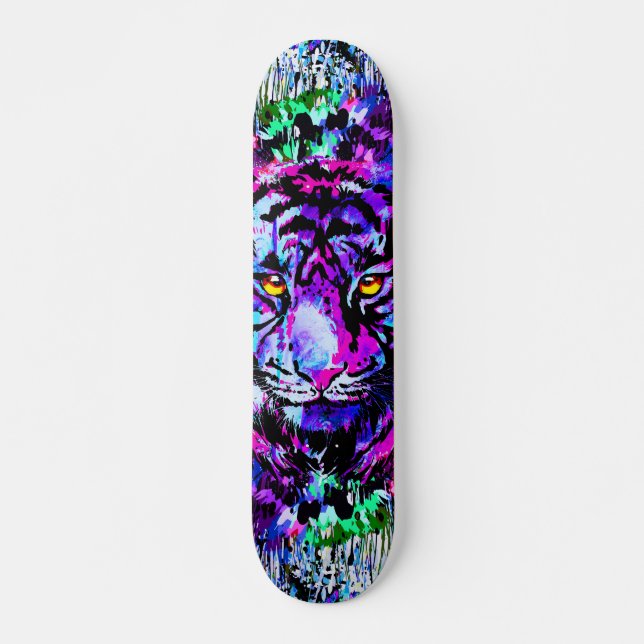 Purple Tiger Head - Tiger Portrait Skateboard (Front)