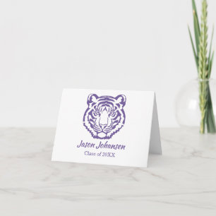 Purple Tiger Mascot School Graduation Thank You Card