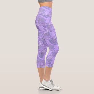 Purple Tiger Pattern Capri Leggings