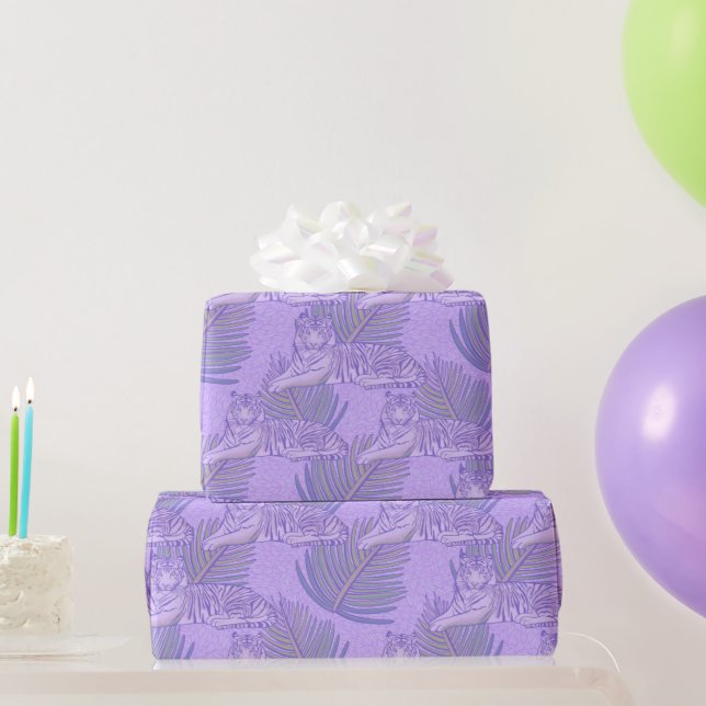 Purple Tiger Pattern  Wrapping Paper (Party Gifts)