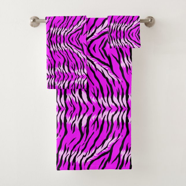 Purple Tiger Skin Pattern Design  Bath Towel Set (Insitu)
