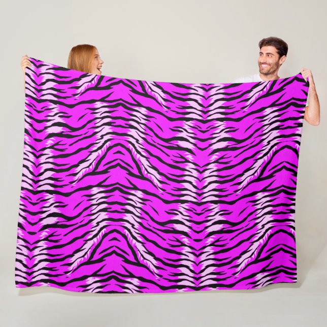 Purple Tiger Skin Pattern Design  Fleece Blanket (In Situ)