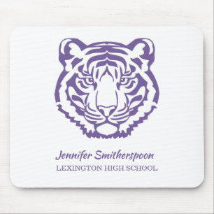 Purple Tigers Logo School Mascot Mouse Mat