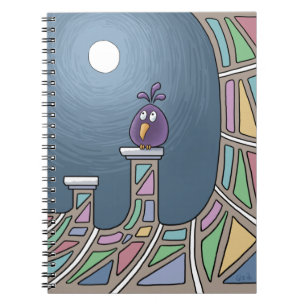 Purple Tiki Bird with full moon Notebook