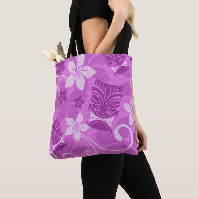 Purple Tikis Tote Bag (Close Up)