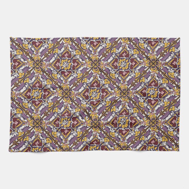 Purple Tile  Tea Towel (Horizontal)