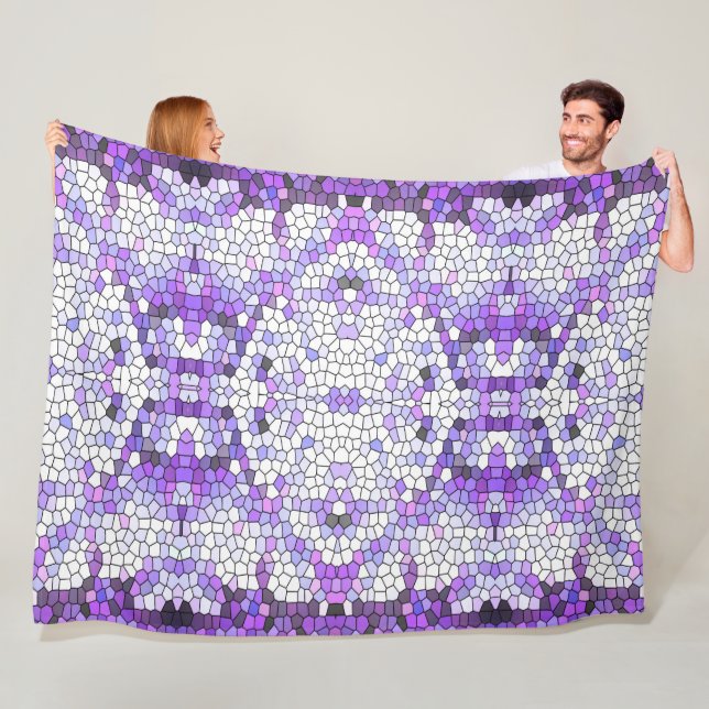 Purple tiles - mosaic, greek style,  fleece blanket (In Situ)
