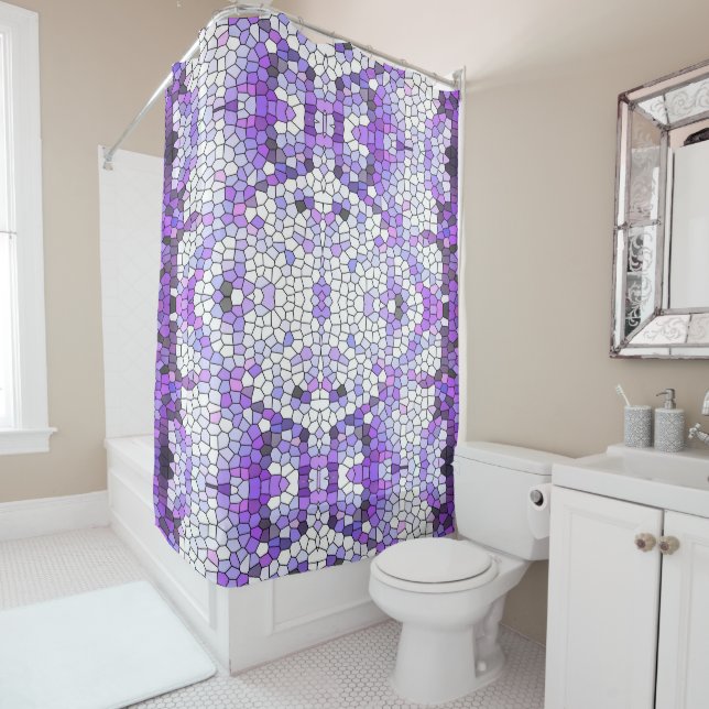 Purple tiles - mosaic, greek style,   shower curtain (In Situ)