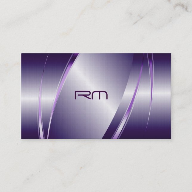 Purple Tint Metallic Look-Stainless Steel Pattern Business Card (Front)