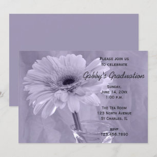 Purple Tinted Daisy Graduation Party Invitation