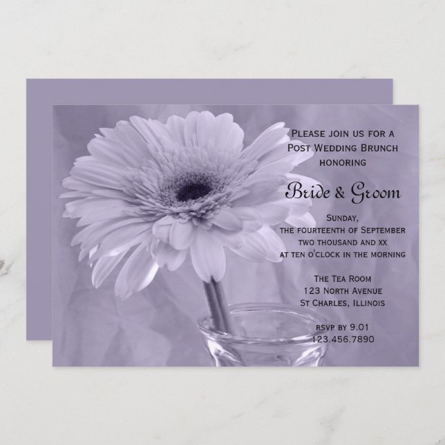 Purple Tinted Daisy Post Wedding Brunch Invitation (Front/Back)