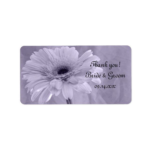 Purple Tinted Daisy Wedding Thank You Favour Tag (Front)