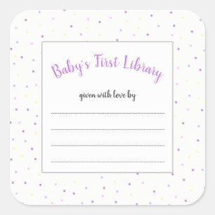 Purple tiny dot girl baby shower book sticker