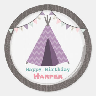 Purple Tipi Birthday Sticker