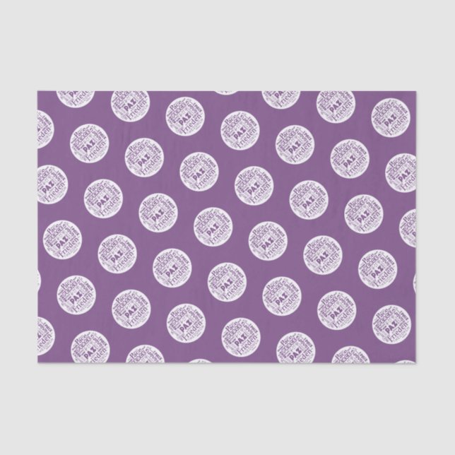 Purple tissue paper multi languages peace. (Front)