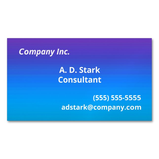 Purple to Blue Gradient Business Card Magnets (Front)