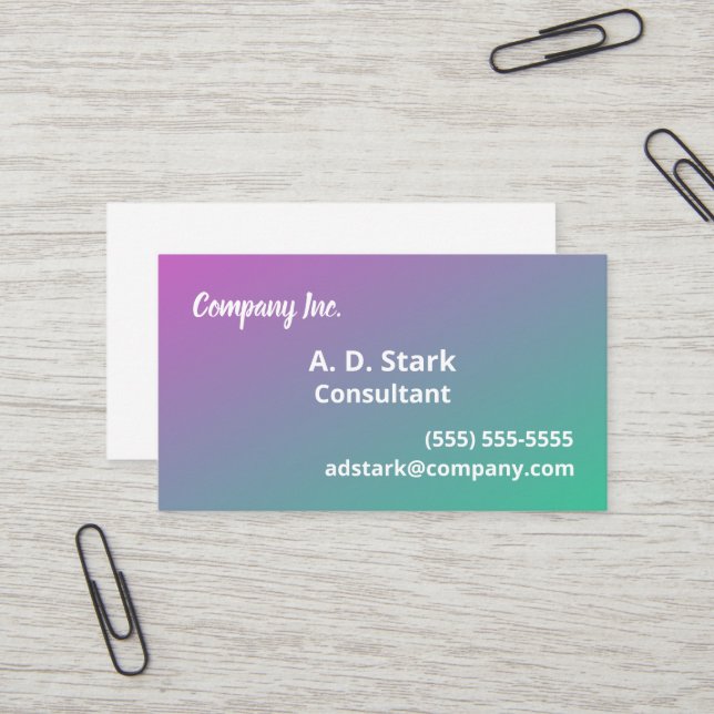Purple to Green Gradient Business Cards (Front/Back In Situ)