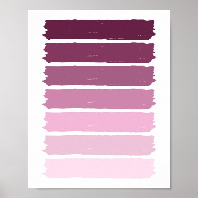 Purple to Pink Gradient Paint Stripes Poster (Front)