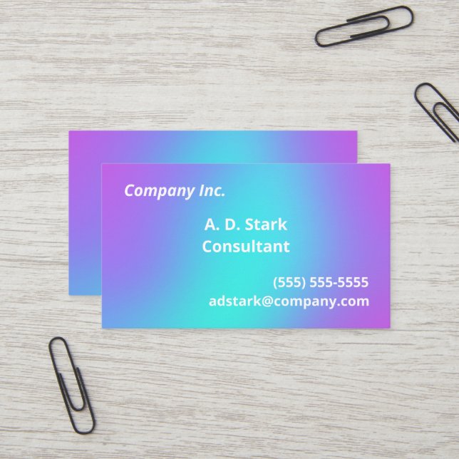 Purple to Teal Gradient Business Cards (Front/Back In Situ)