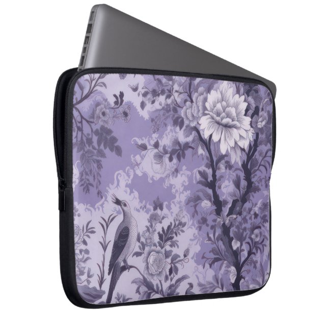 Purple Toile de Fleur Laptop Sleeve (Front Right)
