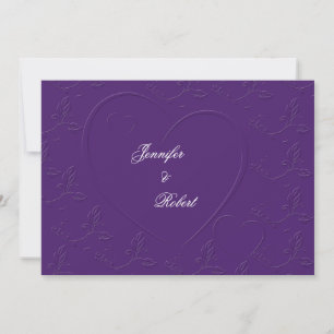 Purple Tone on Tone Hearts Wedding Invitation