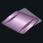 Purple Tones Brushed Aluminium Look Laptop Sleeve<br><div class="desc">Metallic muted purple design brushed aluminium look pattern. Stripes of black geometric pattern.</div>