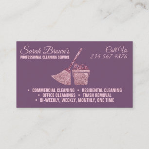 Purple Tones Cleaning Maid Janitorial sparkle Business Card