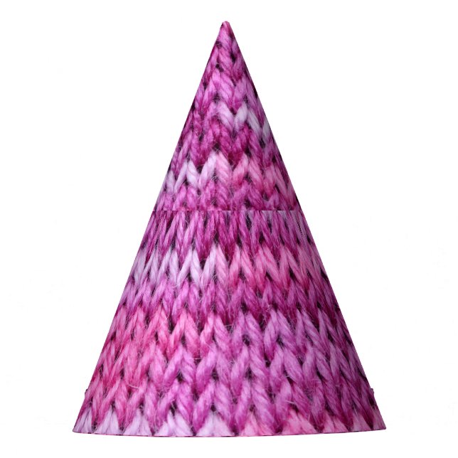 Purple Tones Knitted Fabric Texture Party Hat (Front)