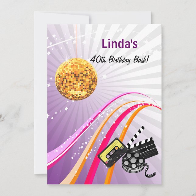 purple totally 80's retro  party Invitation (Front)