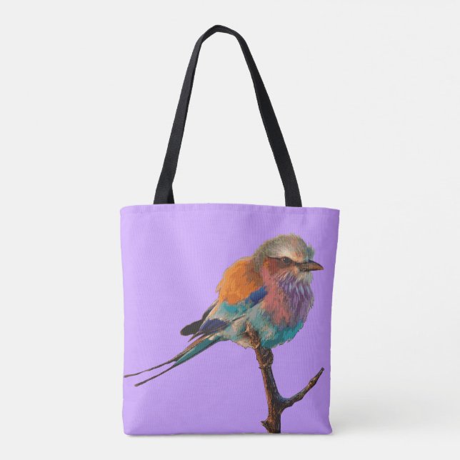 Purple tote bag Pretty song bird Lighthouse Route (Back)