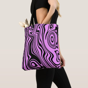 Purple Tote Bag Waves Pattern - Choose Colour