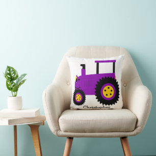 Purple Tractor Design Personalised Cushion