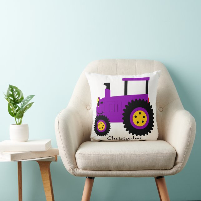 Purple Tractor Design Personalised Cushion (Chair)