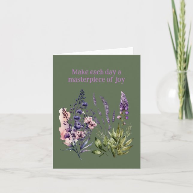 Purple Tranquil: Serene Floral Relaxation Healing Card (Front)