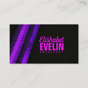 Purple Tread Paths on Black Backdrop Business Card