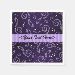 Purple Treble Clefs Stylish Personalise Napkins