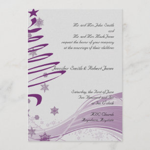 Purple Tree and Snowflakes Wedding Invitation