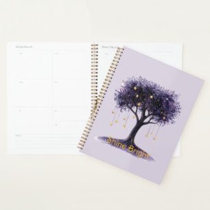 Purple Tree Gold Stars Shine Bright Planner