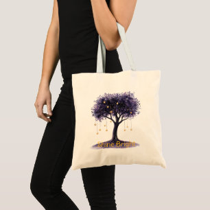 Purple Tree Gold Stars Shine Bright Tote Bag