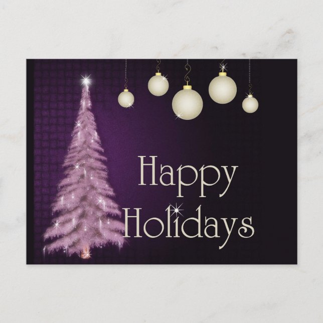 Purple Tree Happy Holidays Postcards (Front)