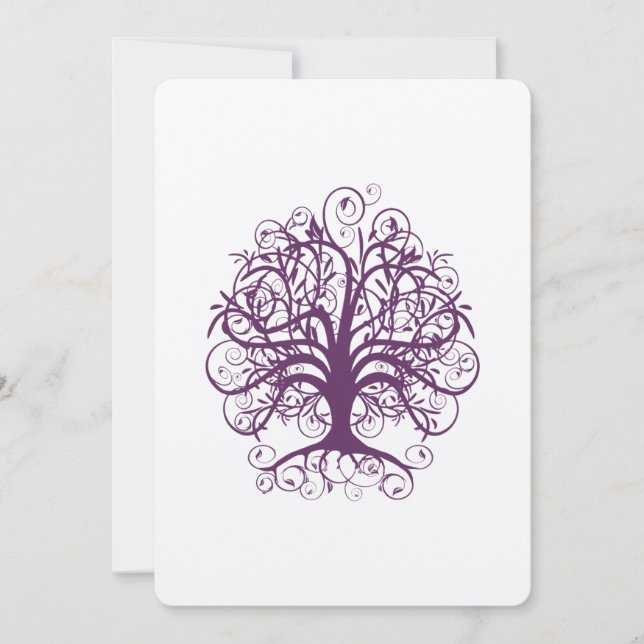 Purple Tree Lime fonts Wedding Invitate Invitation (Front)